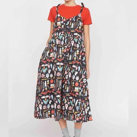 Lazy Oaf Dresses & Skirts - Lazy Oaf Black Multi Cosmetic Print Midi Dress NWOT